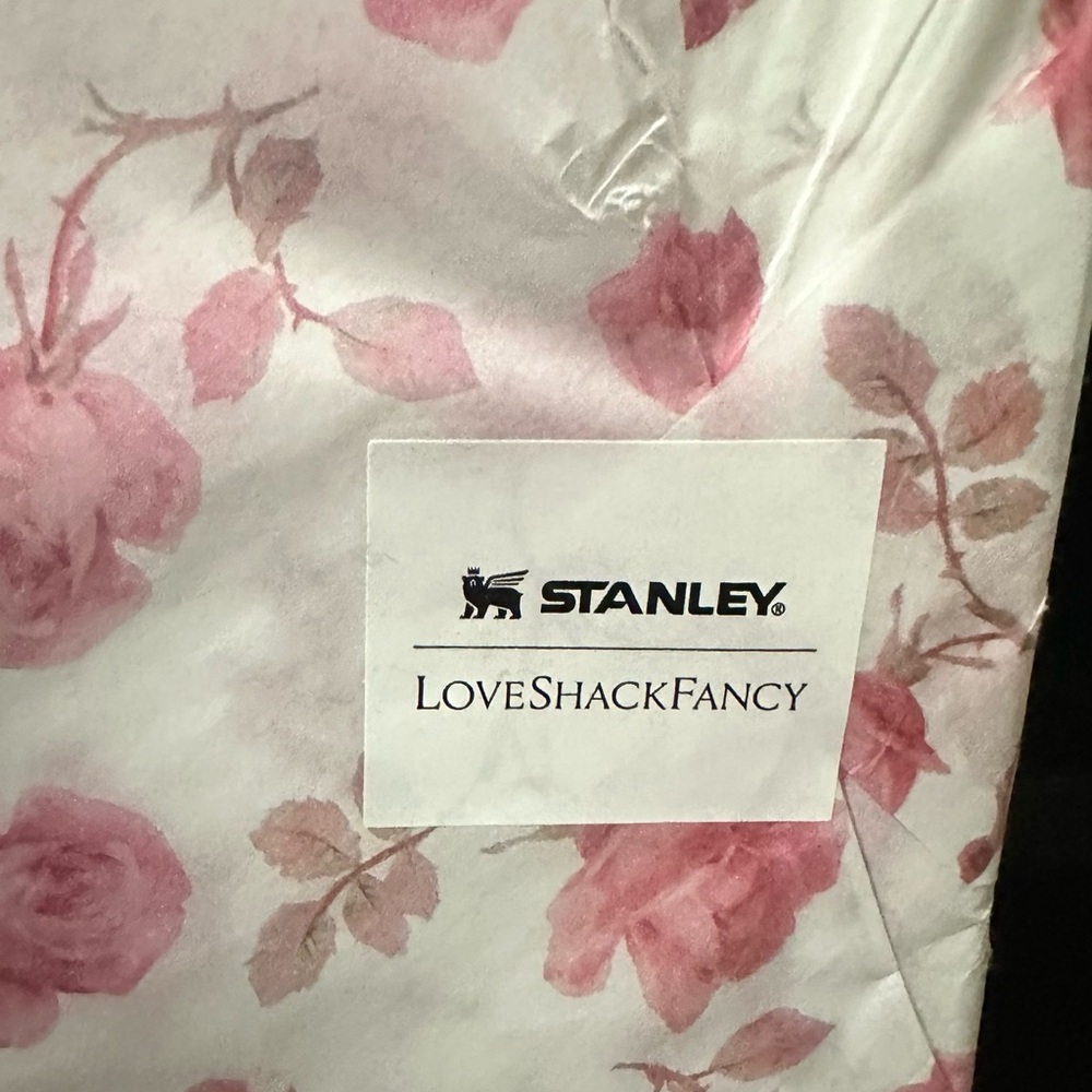 Stanley Pink Floral Packaging with White Label